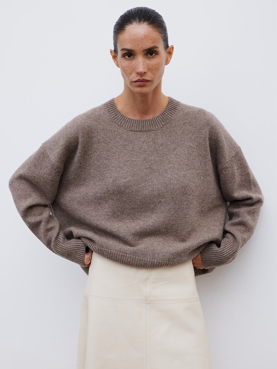 Women's Oversized Round Neck Long Sleeve Sweater