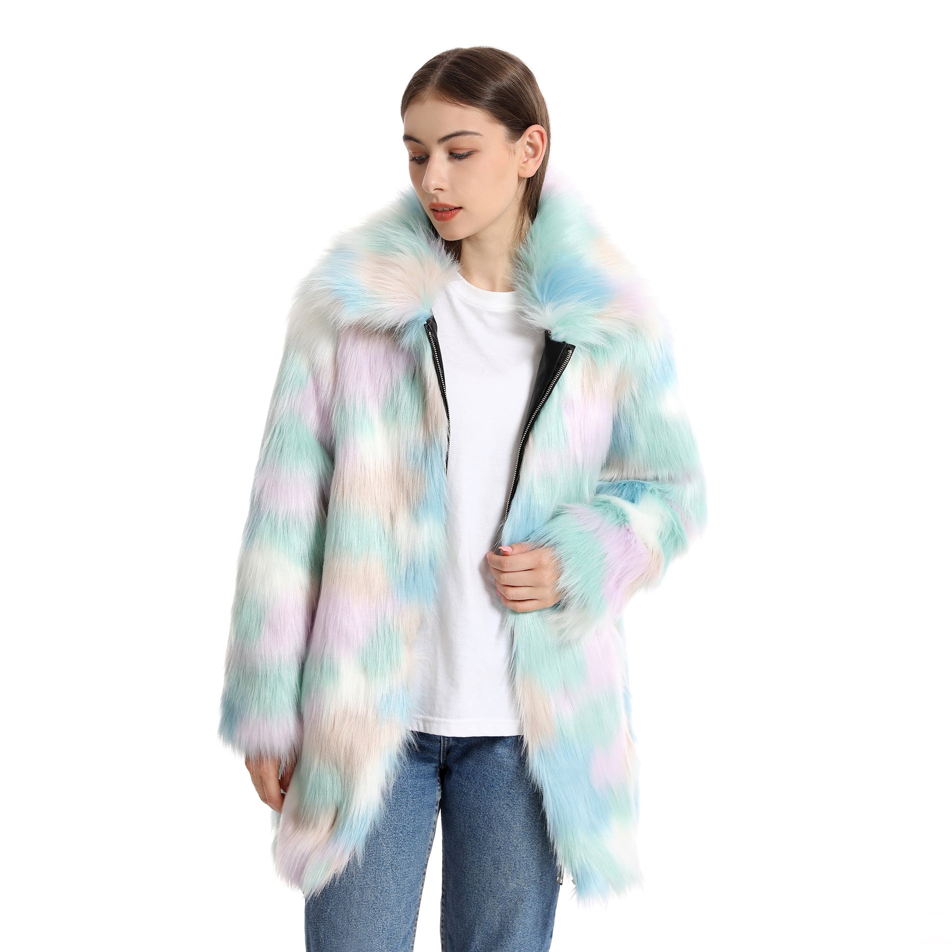 Women's Plush Long-Length Faux Fur Coat