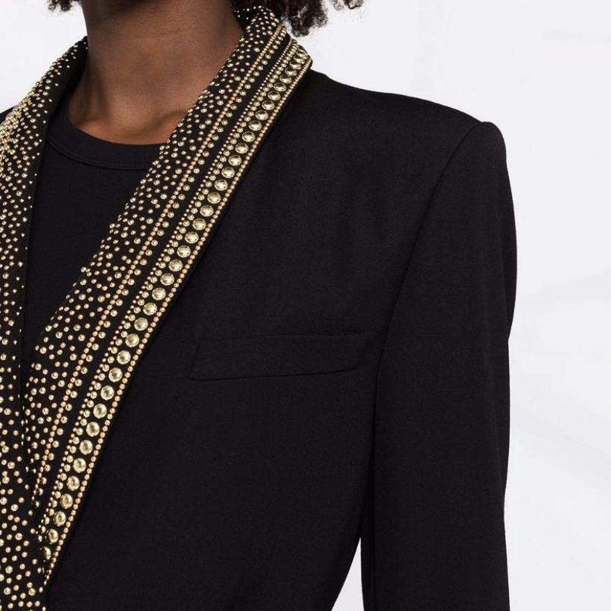 Designed Women's Mid-Length Blazer with Shawl Collar