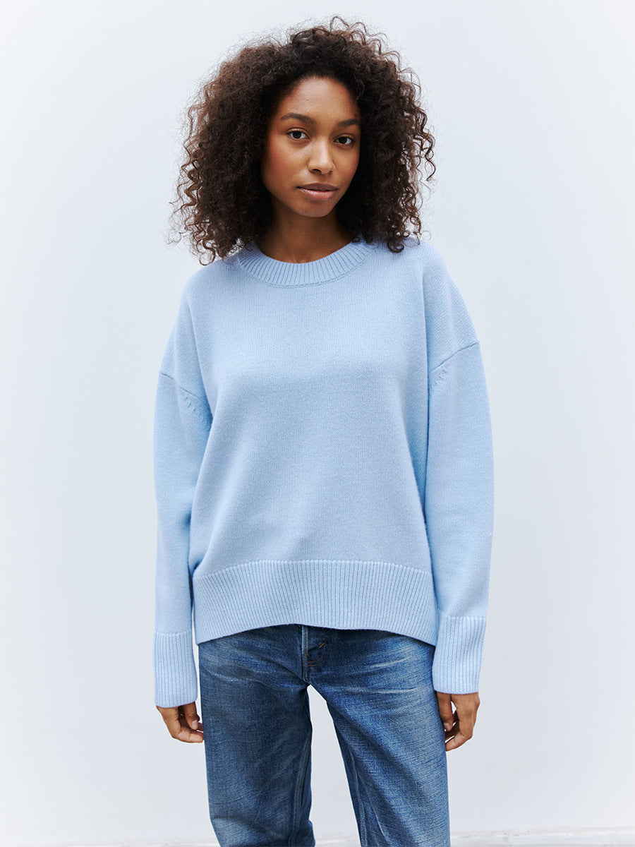 Women's Oversized Round Neck Long Sleeve Sweater