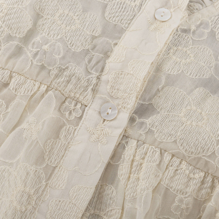 Sweetheart Jacquard Lace Shirt Dresses