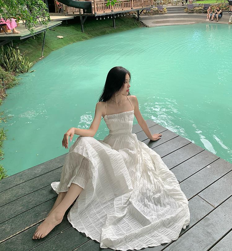 Summer Waves Blue Backless Maxi Dress