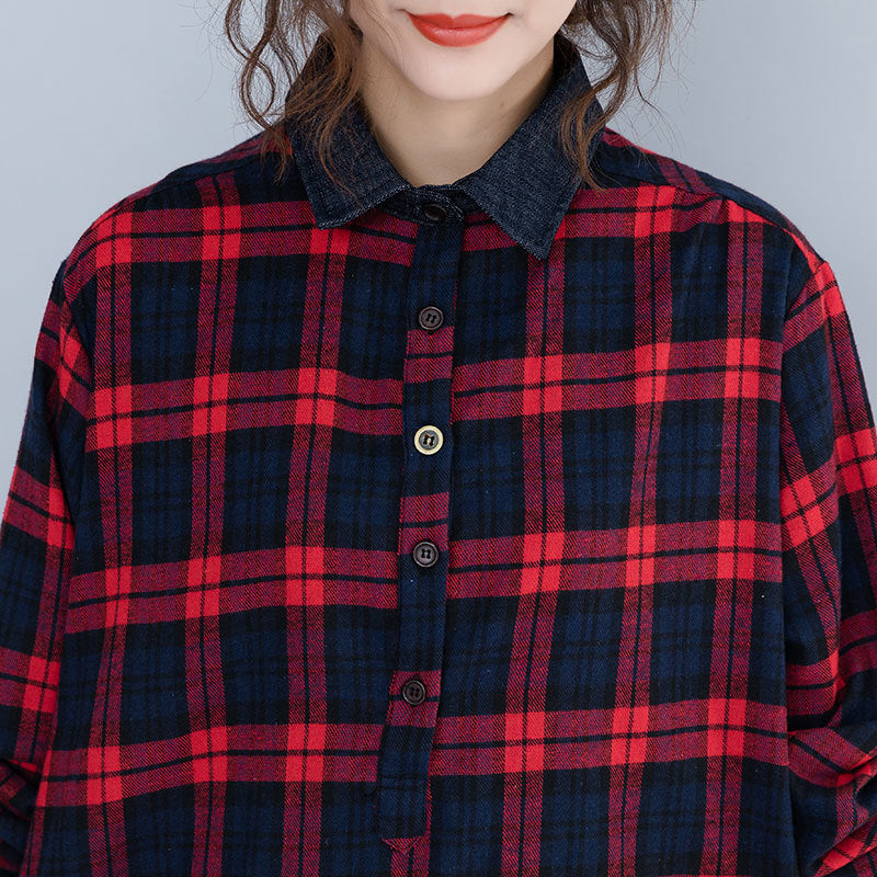 Vintage Plus Sizes Long Sleeves Shirts Dresses-Shirts & Tops-Free Shipping at meselling99