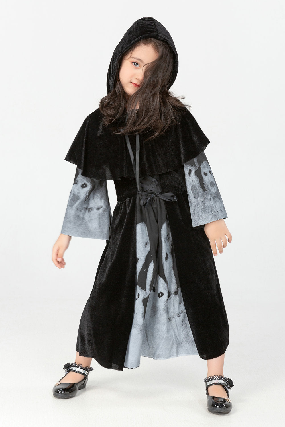 Girl's Halloween Cosplay Costume – Grim Reaper Robe Dress for Kids