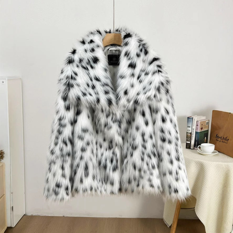 Faux Fur Oversized Shawl Collar Coat