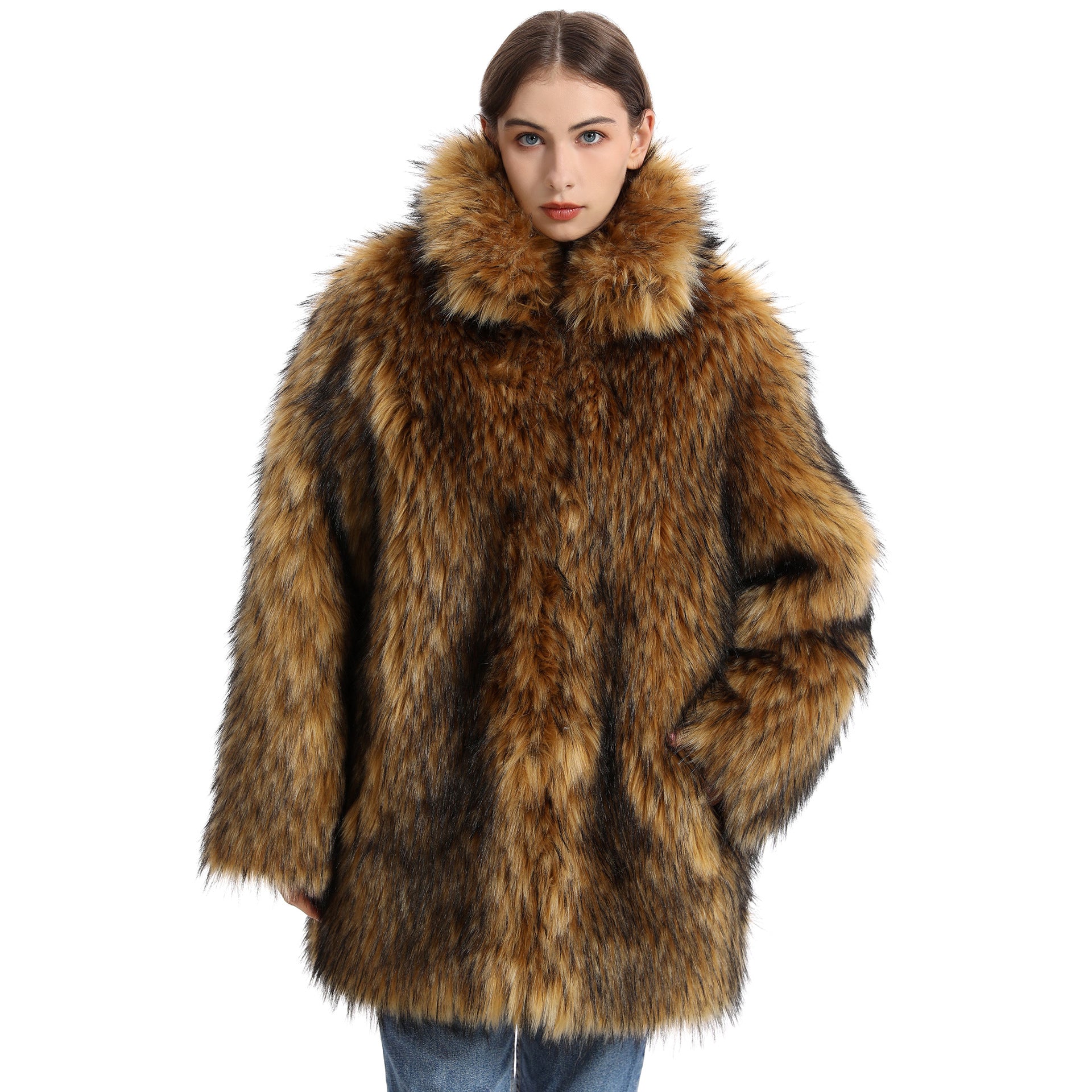 Women's Plush Long-Length Faux Fur Coat