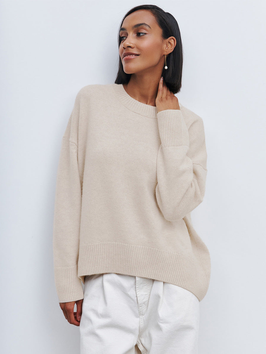 Women's Oversized Round Neck Long Sleeve Sweater