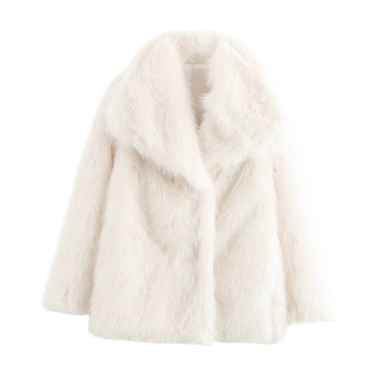 Women's Cropped Faux Fur Jacket - Short Winter Coat