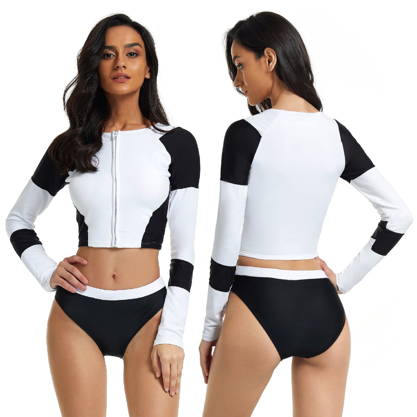 Black and Wihte Long Sleeves Surfing Wetsuits for Women