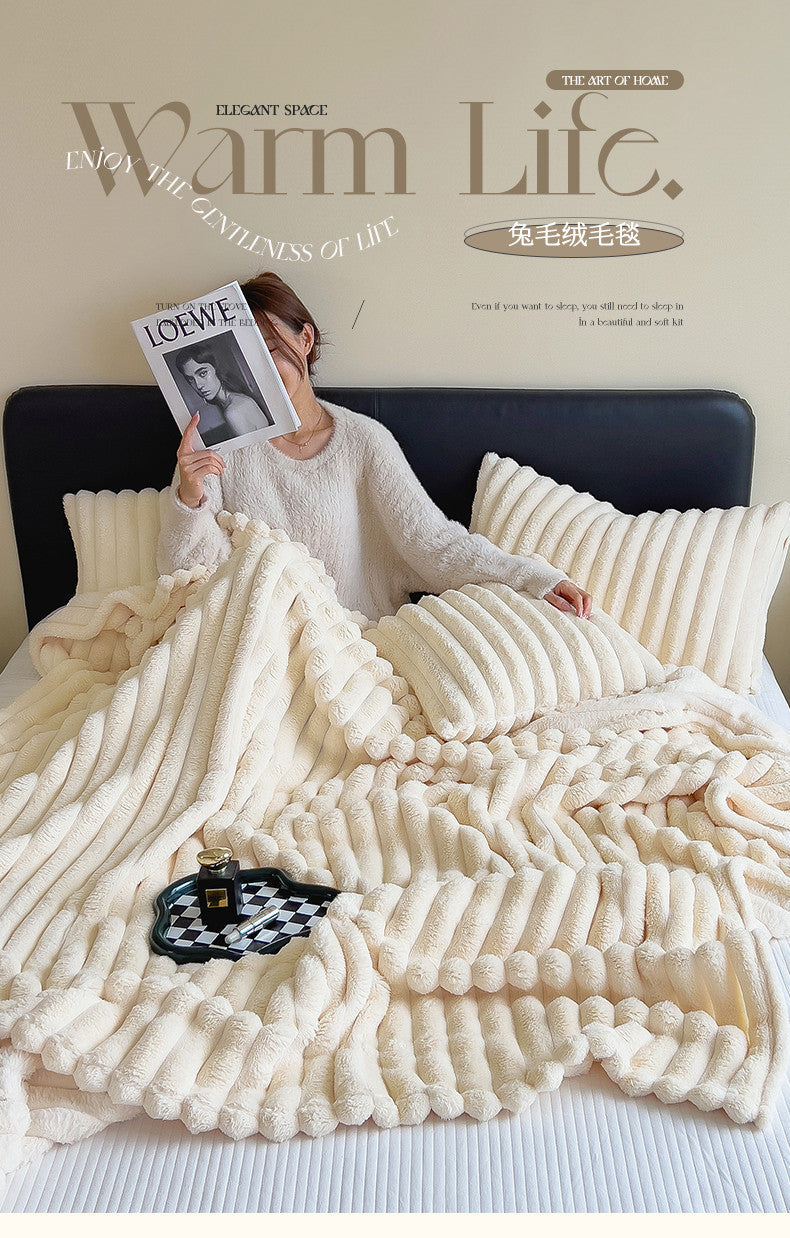 Plush Faux Rabbit Fur Blanket