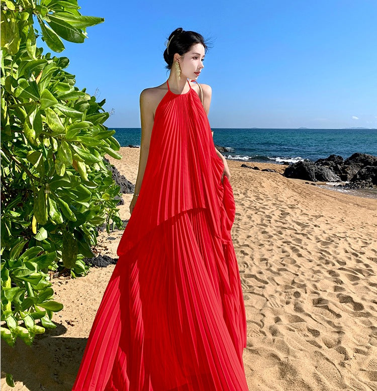 Sexy Backless Maxi Dress-Red-S-Free Shipping Leatheretro