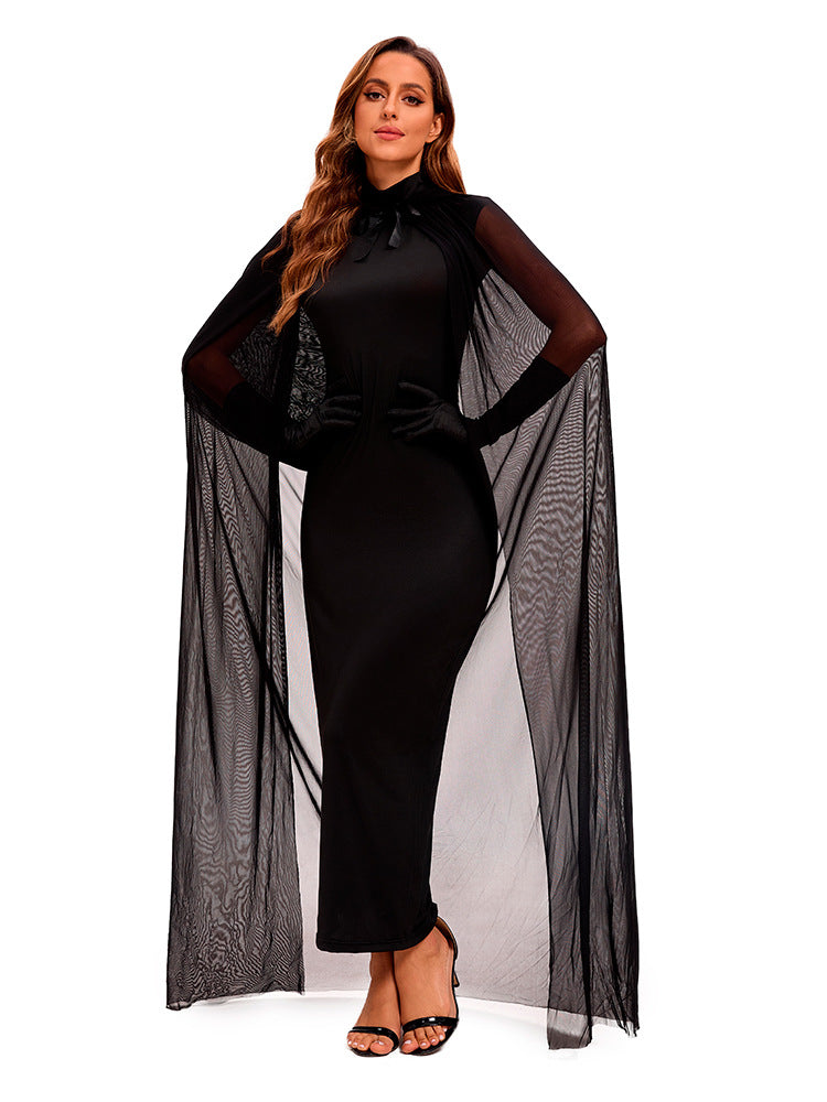 Halloween Vampire Witch Costume with Cape and Veil