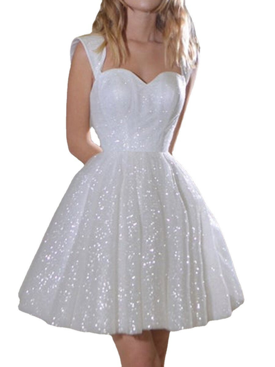 Short Sequin Spaghetti Strap Party Dress