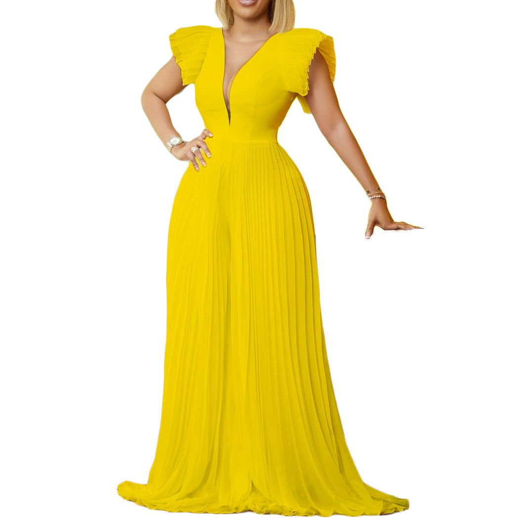 Sexy Deep V Neck Women Long Jumpsuits-Suits-Free Shipping at meselling99