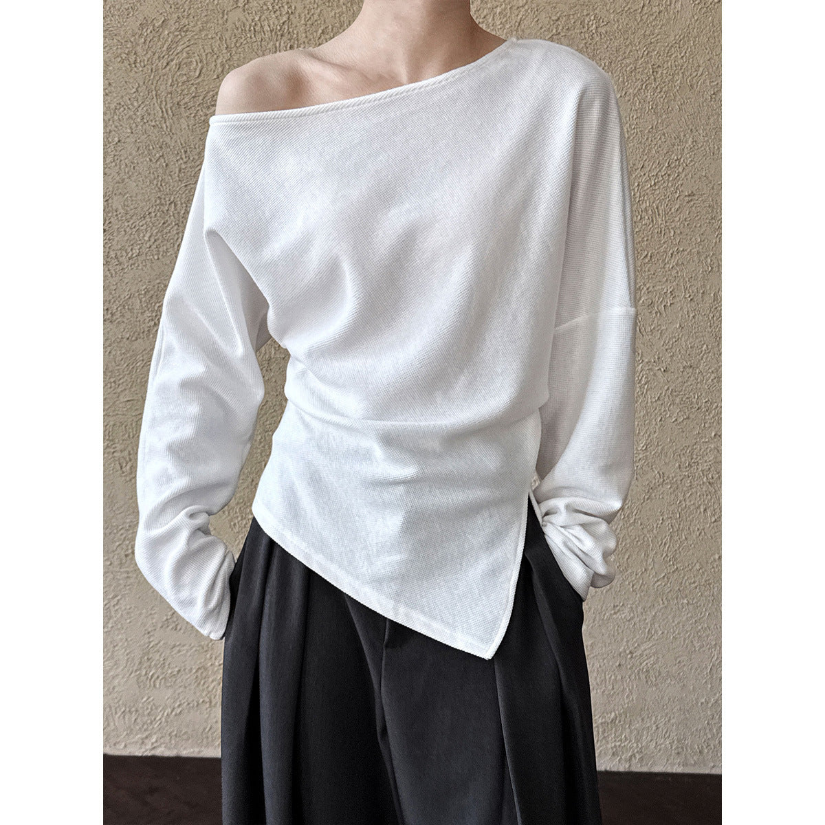 Designer Asymmetrical Shoulder Sweatshirt