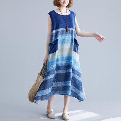 Blue Sleeveless Long Cozy Dresses-Dresses-Blue-One Size-Free Shipping at meselling99