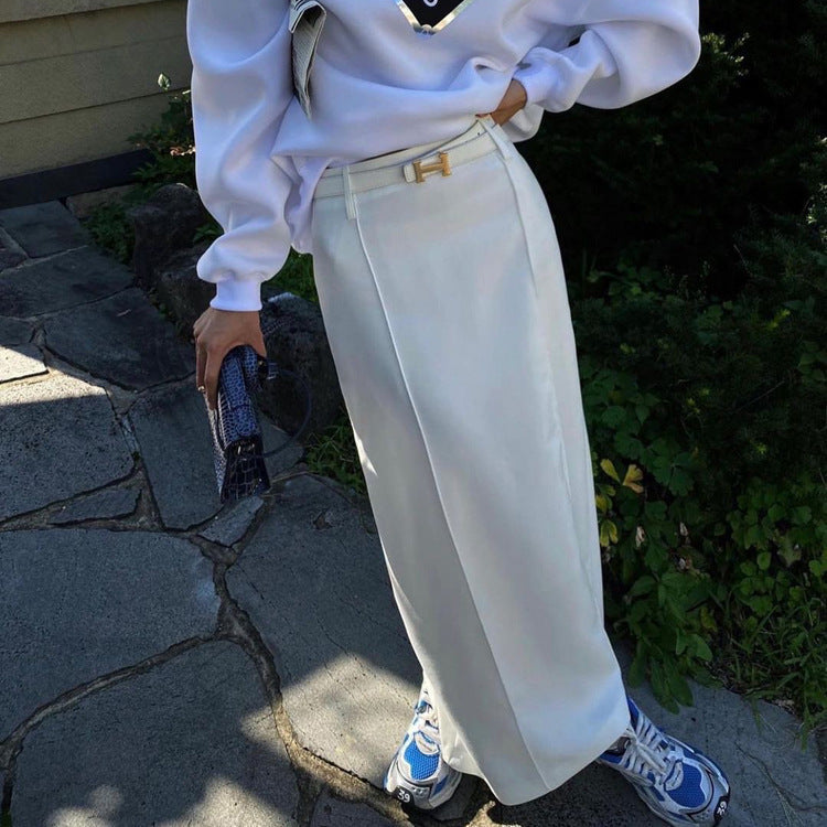 Cream White High-Waisted Maxi Skirt