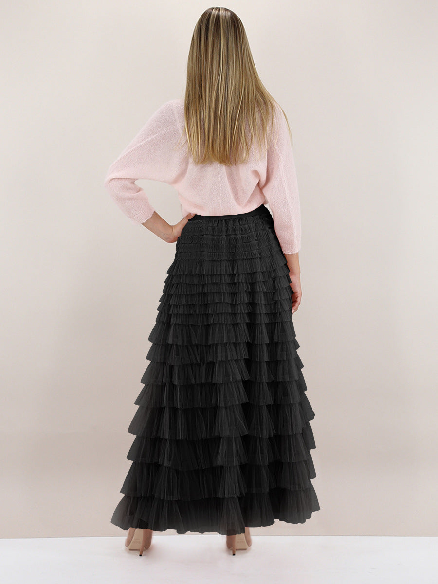 Fashion Elegant High Waist Tulle Cake Skirts for Women