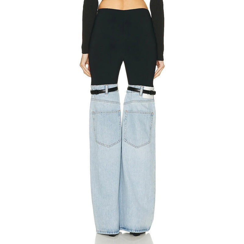 Designed Lace Up Trumpet Jeans for Women