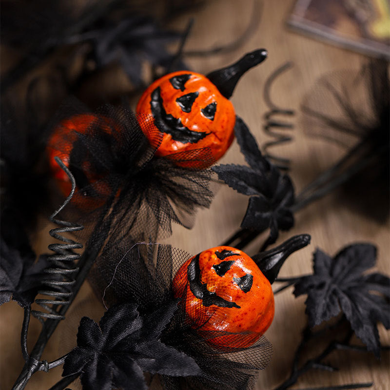 Halloween Decor - Black Horror Pumpkin Stem Bouquet for Home & Party Decorations