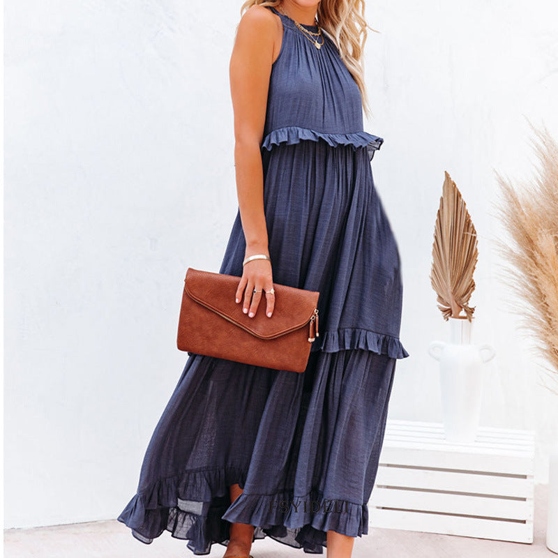 Casual Ruffled Summer Holiday Long Maxi Dresses