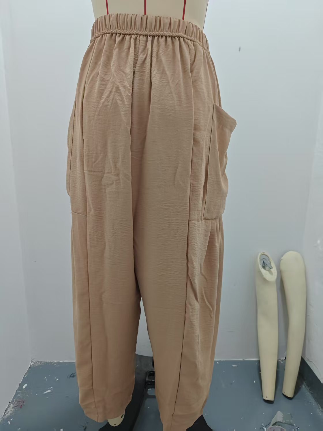 High-Waisted Wide-Leg Pants with Elastic Waist