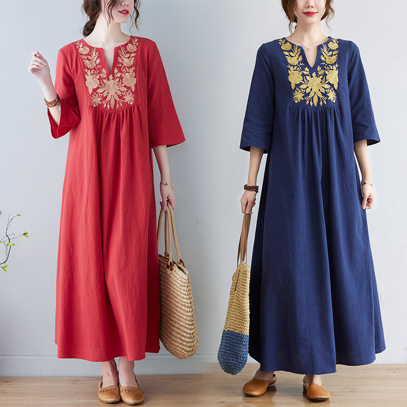 Bohemian Linen Summer Long Dresses-Dresses-Free Shipping at meselling99