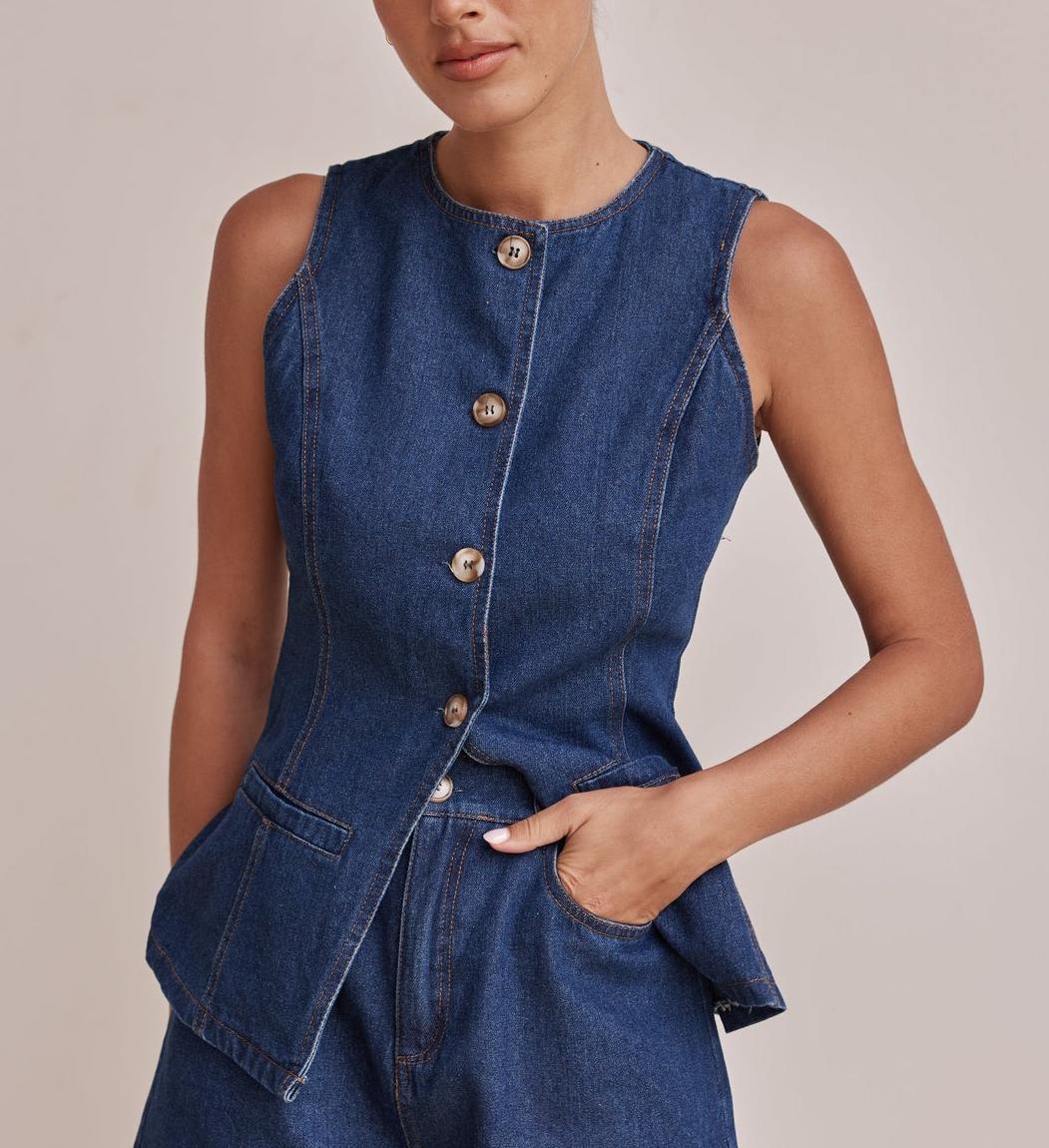 High-Waisted Distressed Denim Shorts Set