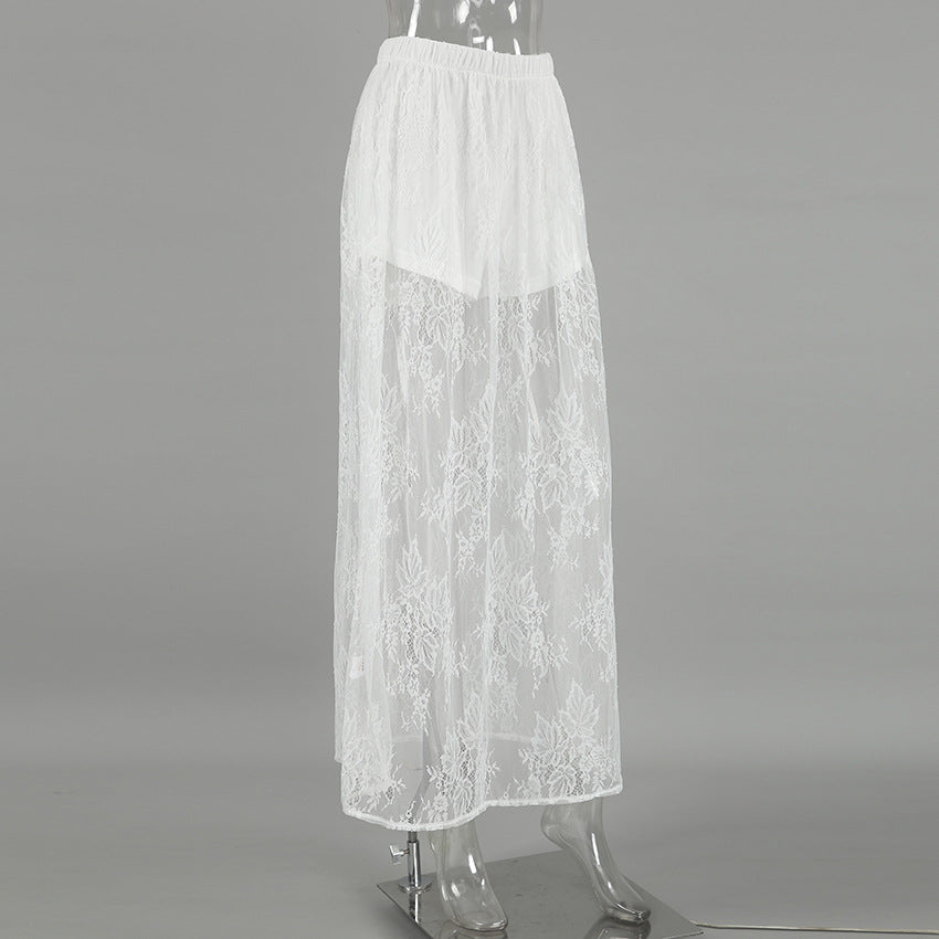 Women's Sexy White Lace Sheer Skirt