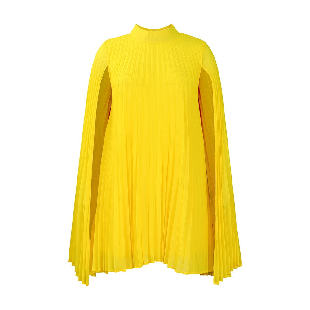 Elegant Chiffon Batwing Sleeve Pullover Cape Dress