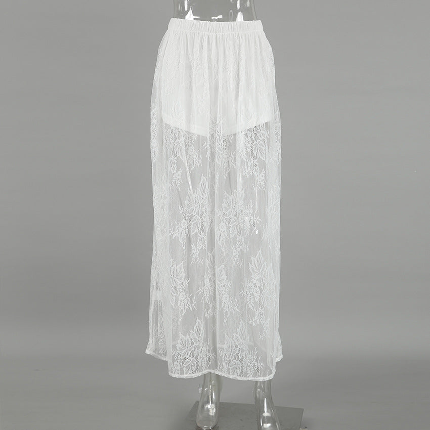 Women's Sexy White Lace Sheer Skirt