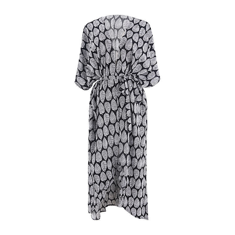 Summer Sun-proof Leaf Print Bikini Cover Ups