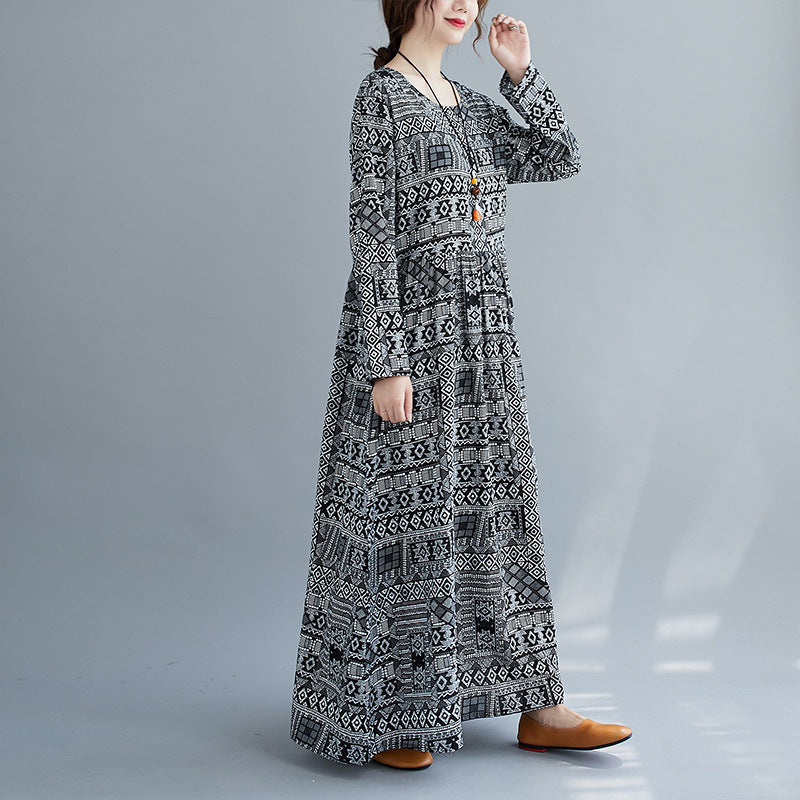 Women Plus Sizes Spring Long Dresses-Dresses-Free Shipping at meselling99