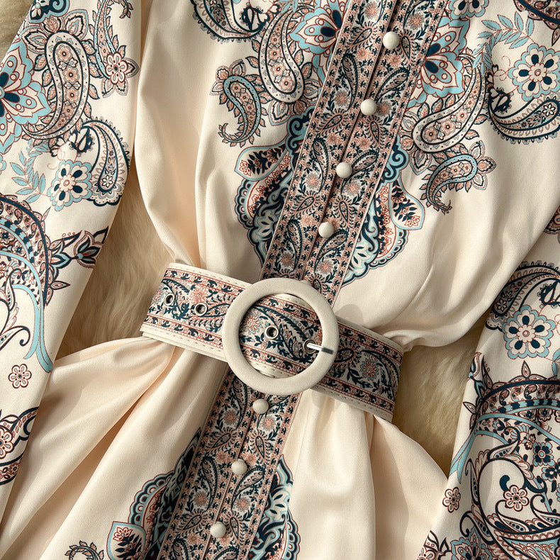 Elegant Floral Designed Trumpet Sleeves Long Dresses