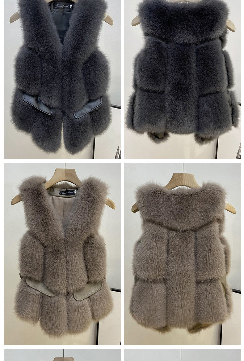 Winter Man Made Fox Fur Short Top Vest for Women