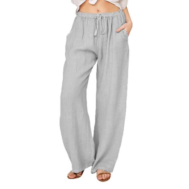 Casual Cotton Linen Plus Sizes Wide Legs Pants