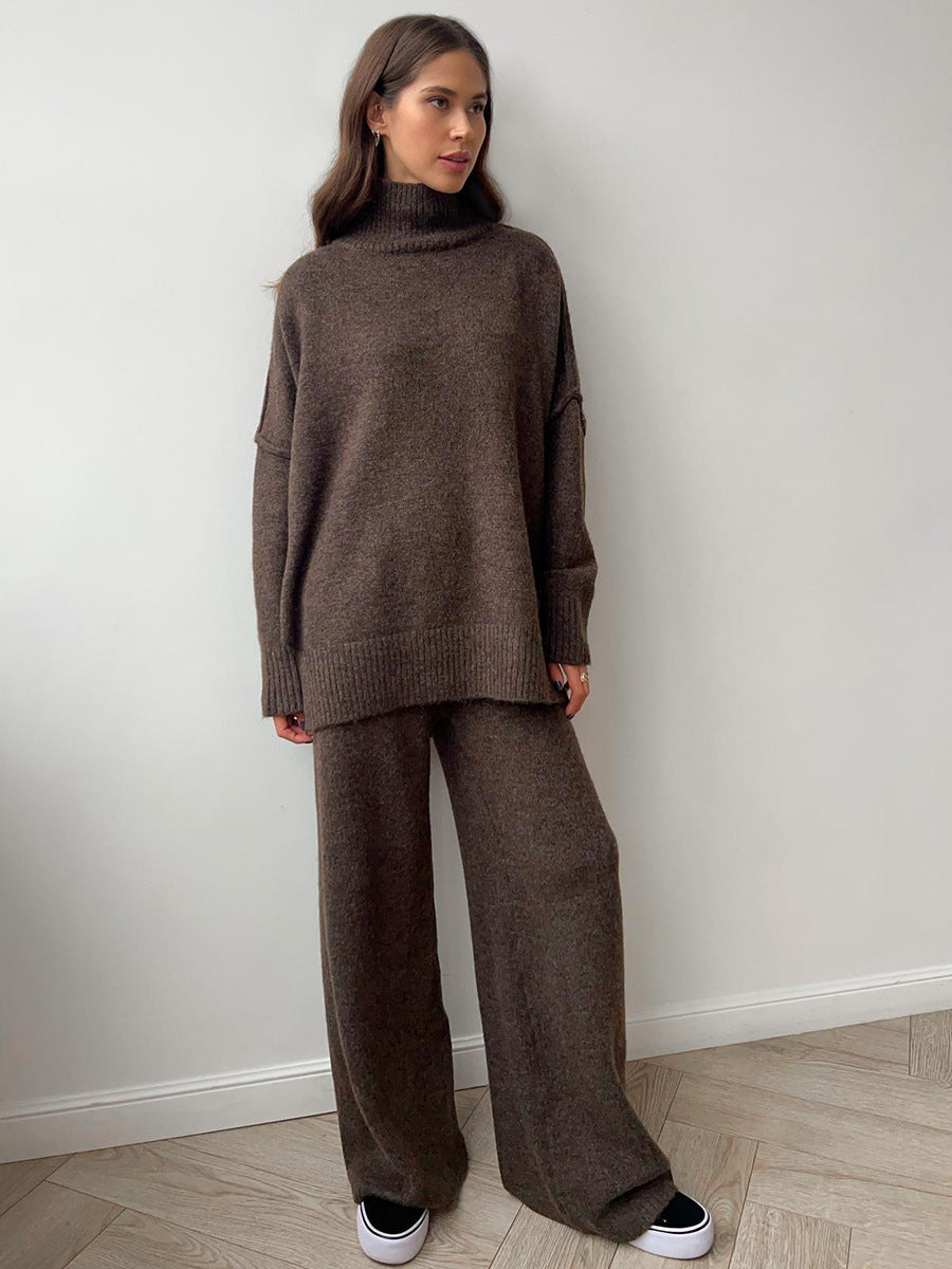 Casual High Neck Pullover Sweaters & Knitted Pants