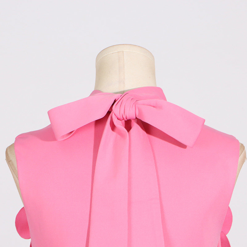 Elegant Stand Collar Sleeveless Maxi Dress