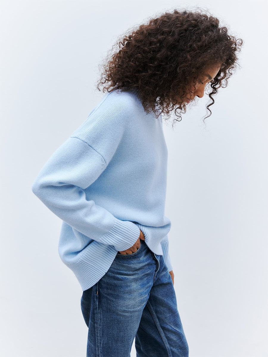 Women's Oversized Round Neck Long Sleeve Sweater