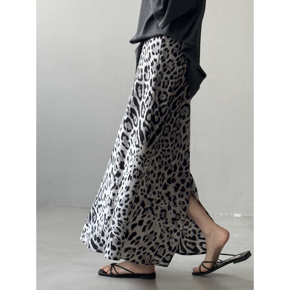 Luxury Leopard Print High-Waist A-Line Midi Skirt