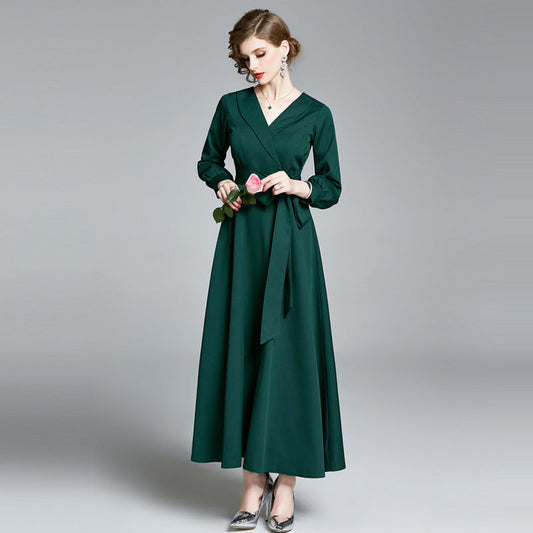 Vintage Elegant Dark Green Belt Long Dresses--Free Shipping at meselling99