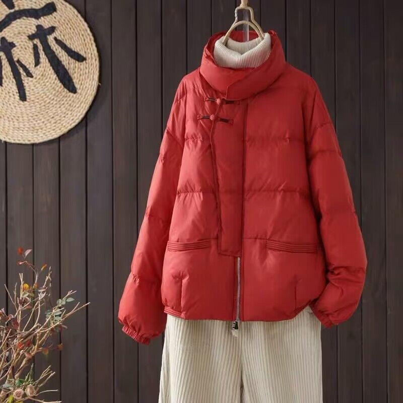 Vintage Stand Collar Winter Women Overcoat