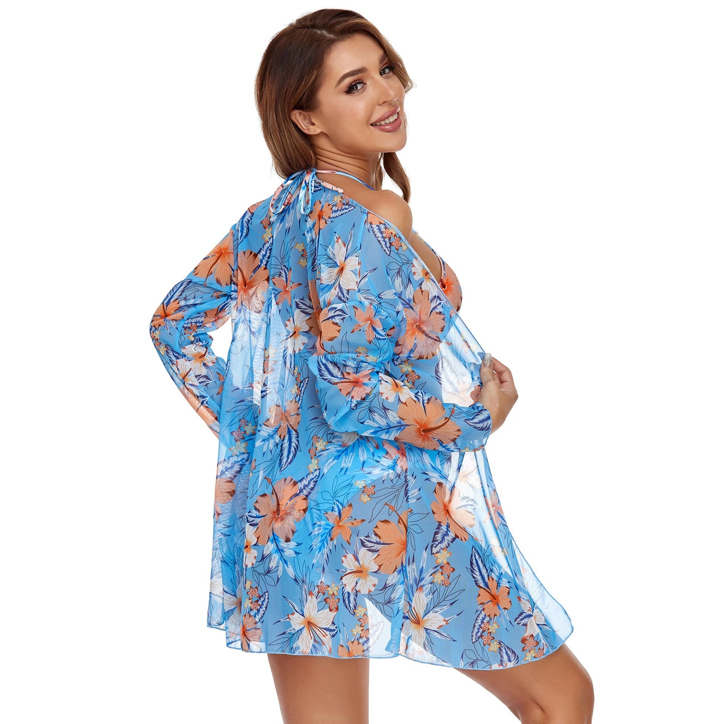 Women Three Pieces Summer Bikinis with Cover Ups