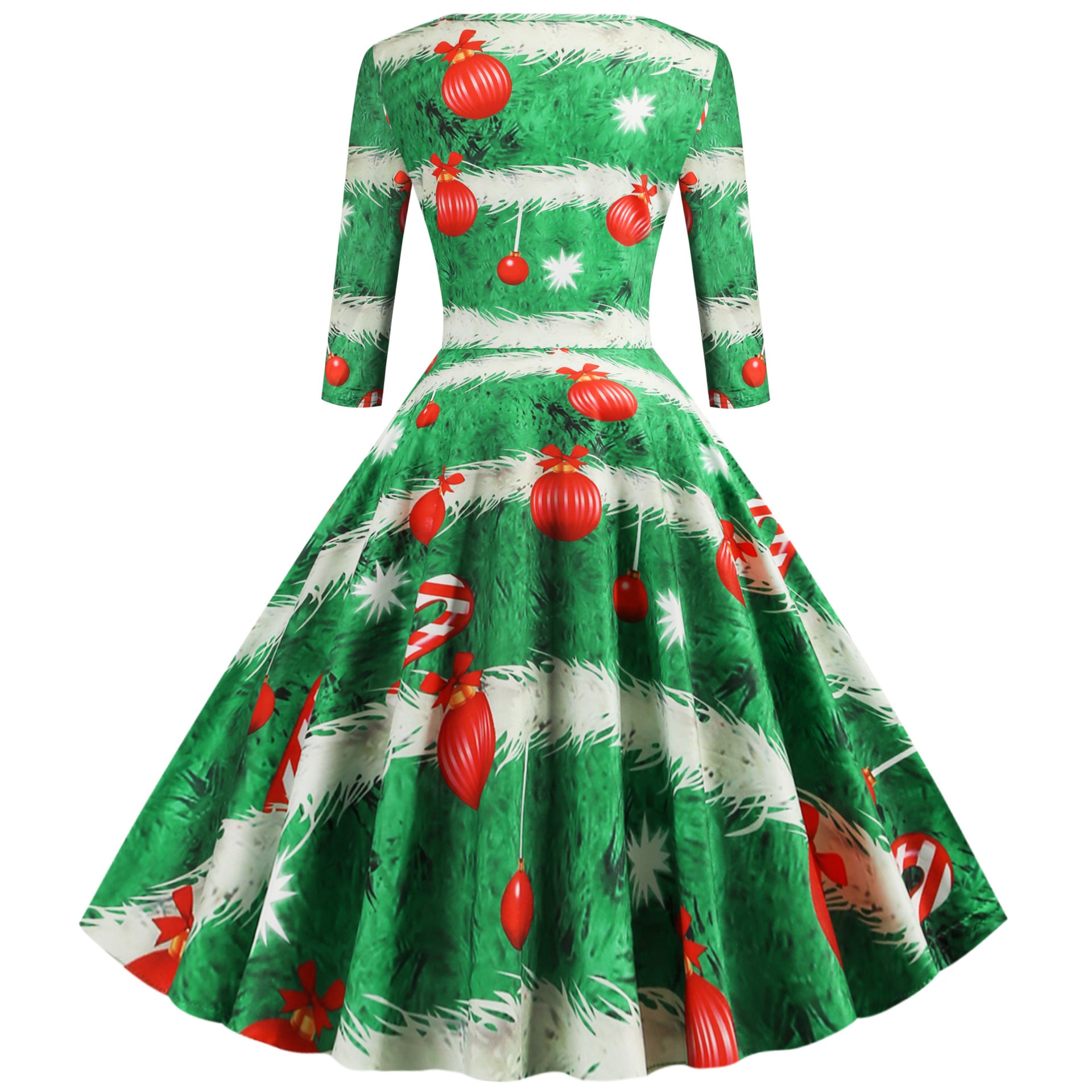 Christmas Floral A-Line Swing Dress