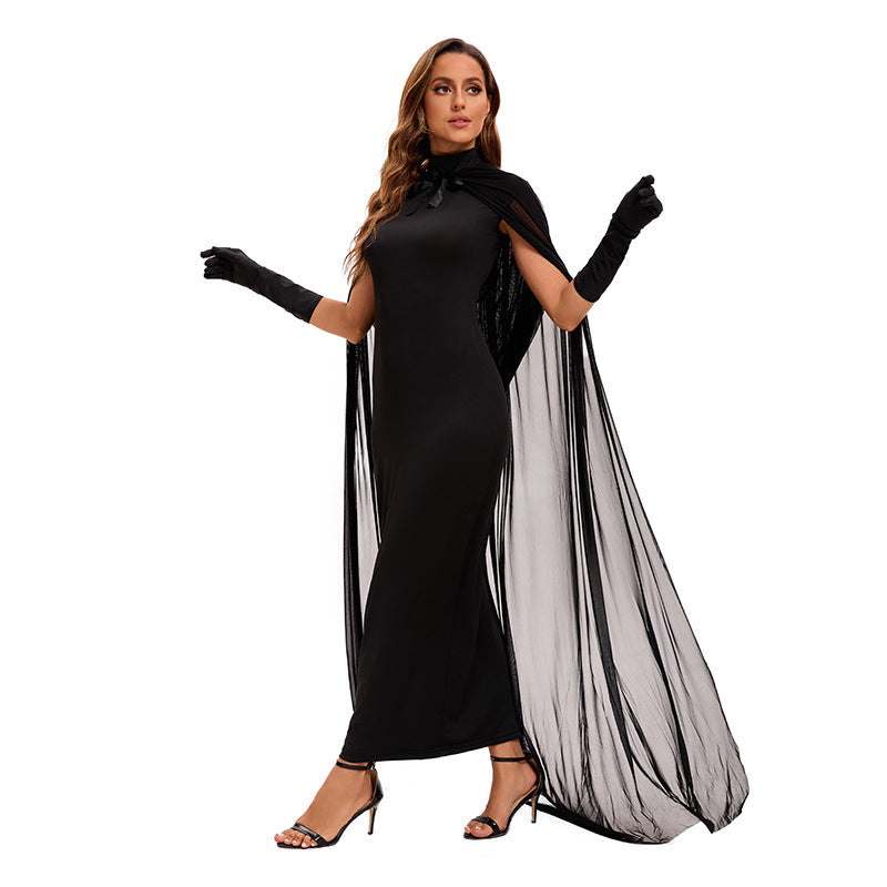 Halloween Vampire Witch Costume with Cape and Veil