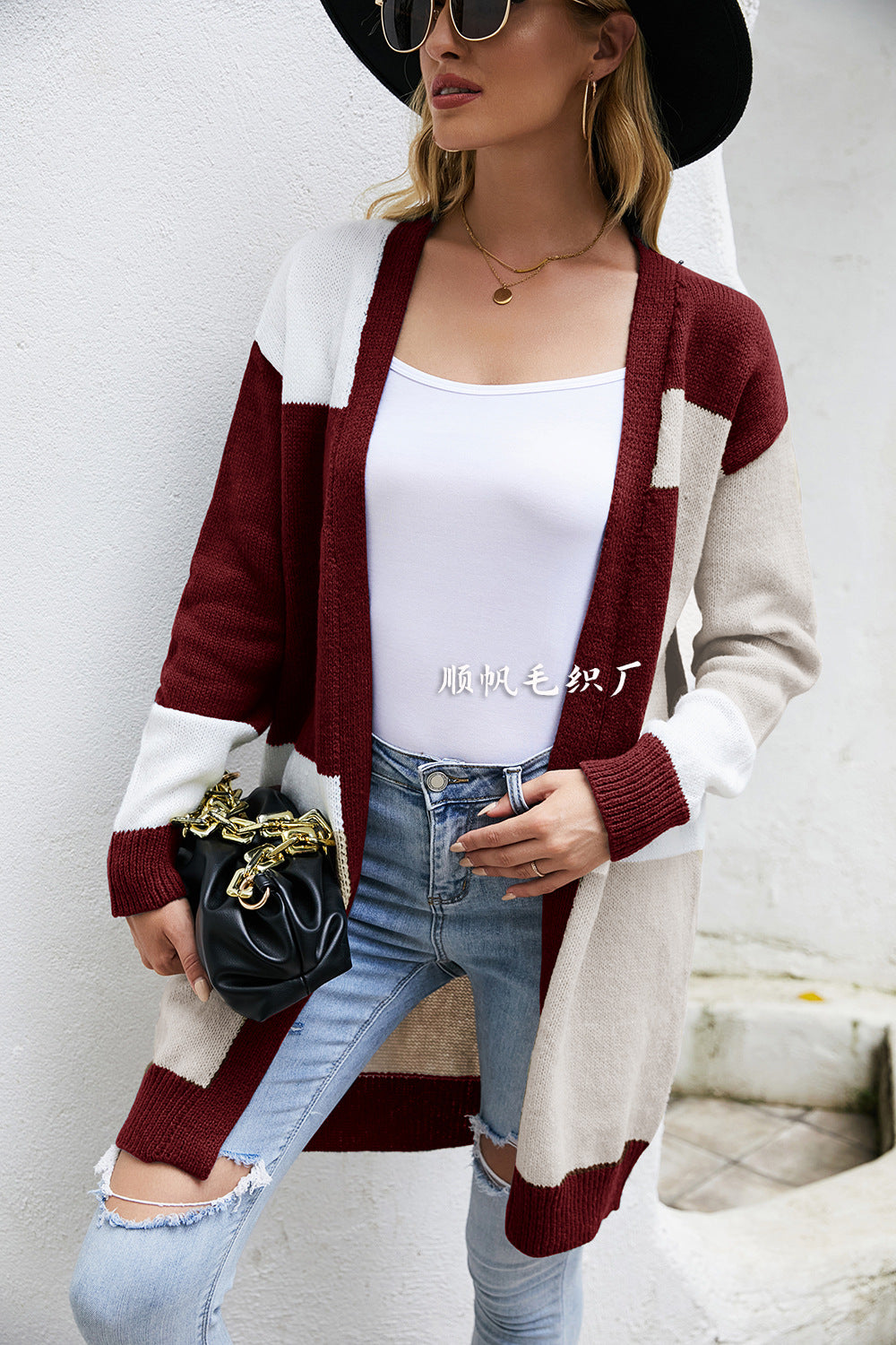 Women's Long Color-Block Cardigan