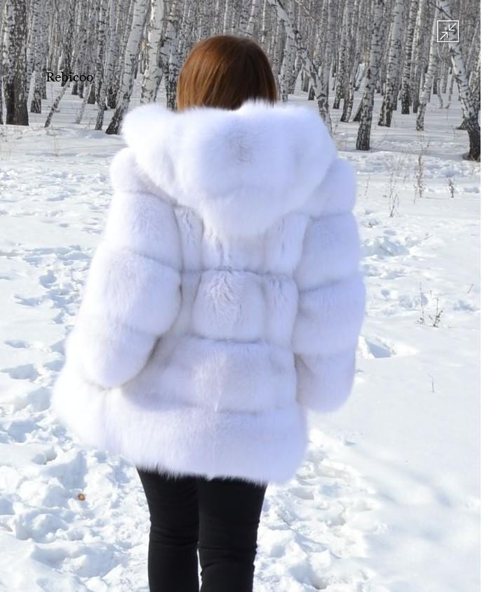 Winter Warm Artificial Fox Fur Overcoat for Women