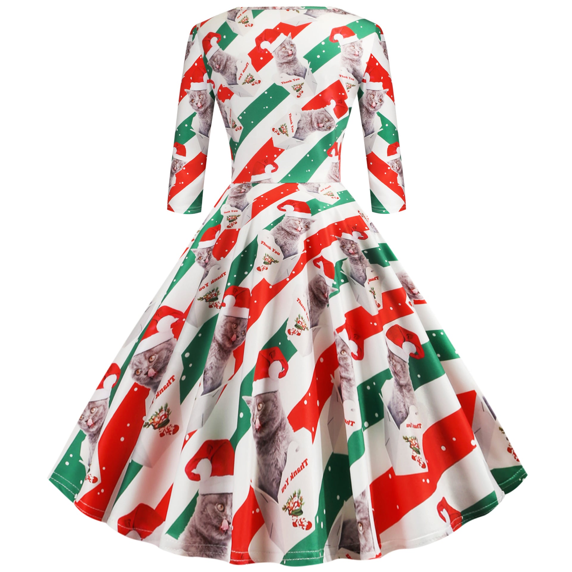 Christmas Floral A-Line Swing Dress