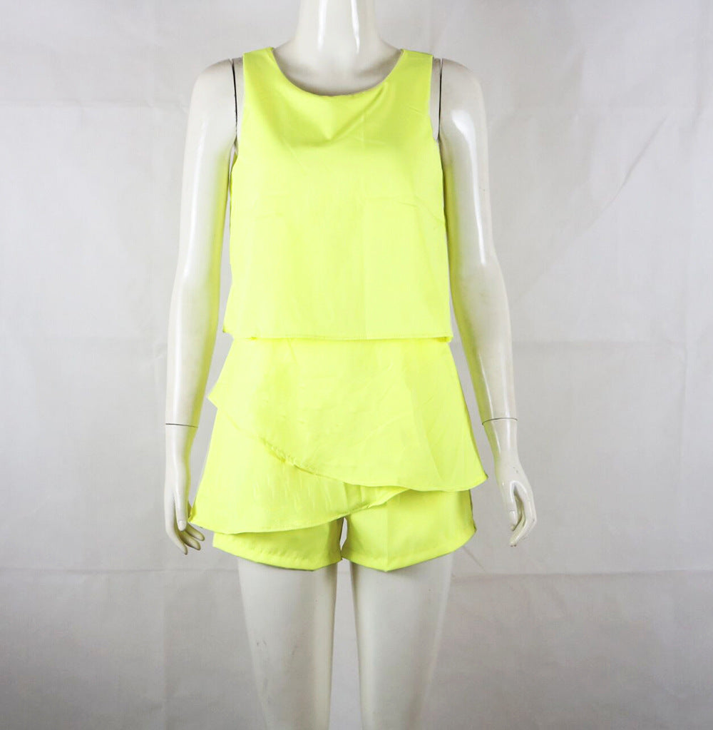 Summer Chiffon Sleeves Short Women Jumpsuits