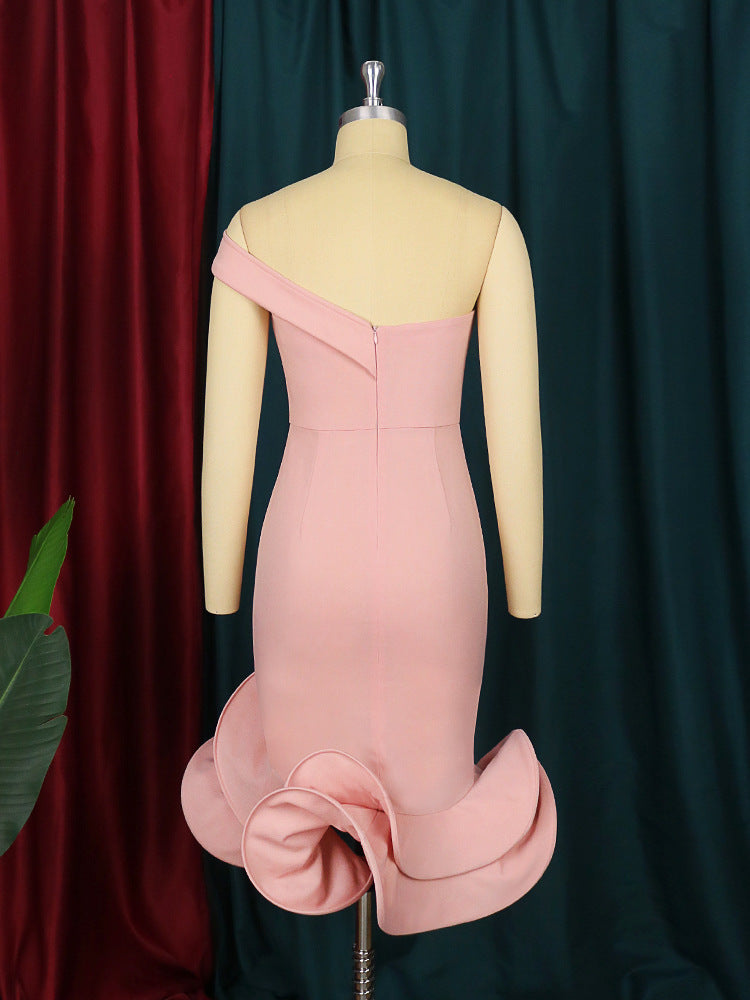 Sexy One Shoulder Mermaid Evening Party Dresses-Dresses-Free Shipping at meselling99